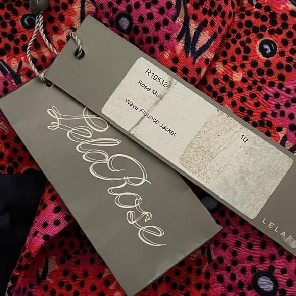 LELA ROSE Pink Red Wave Flounce Peplum Floral Jacket Size 10 NWT - Picture 11 of 11